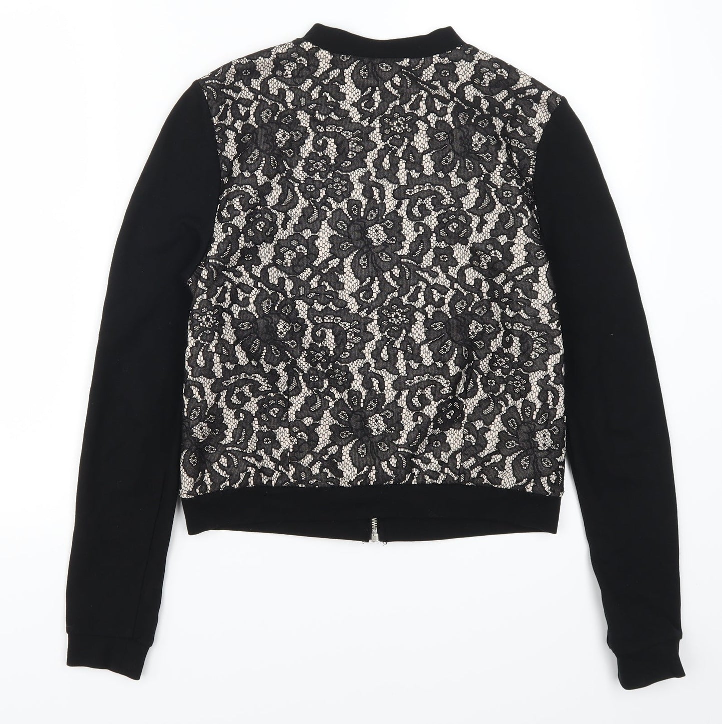 H&M Womens Black Floral Lace Full Zip Sweatshirt Size S