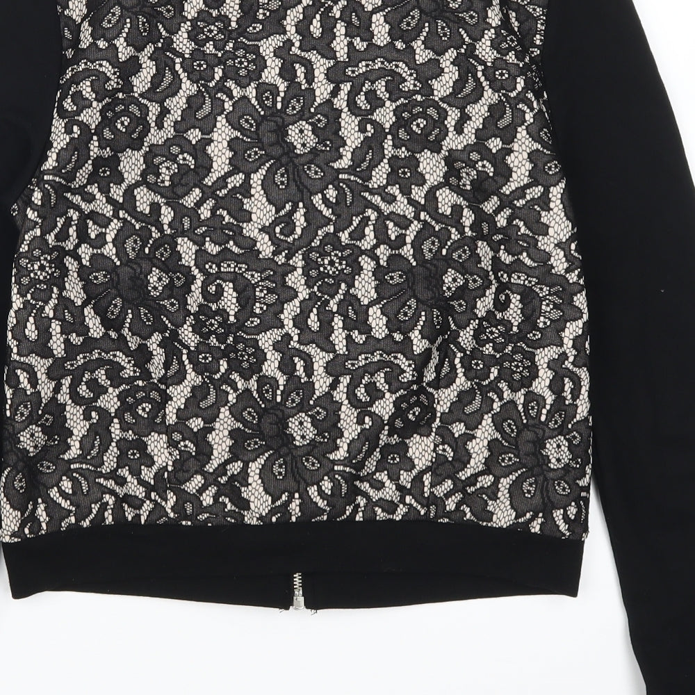 H&M Womens Black Floral Lace Full Zip Sweatshirt Size S