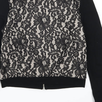 H&M Womens Black Floral Lace Full Zip Sweatshirt Size S