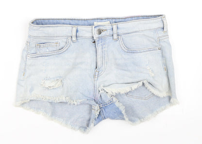 H&M Womens Blue  Denim Cut-Off Shorts Size 36