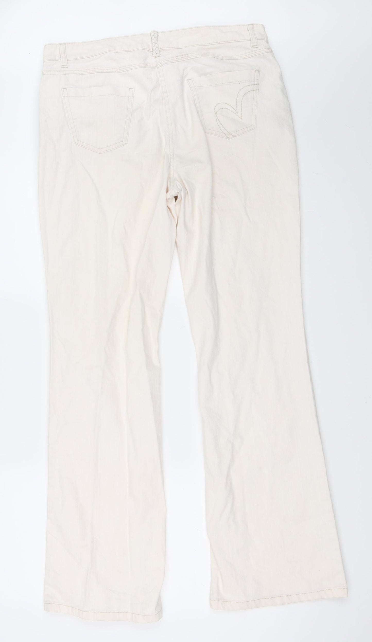 Preworn Womens Ivory  Denim Straight Jeans Size 10 L28 in