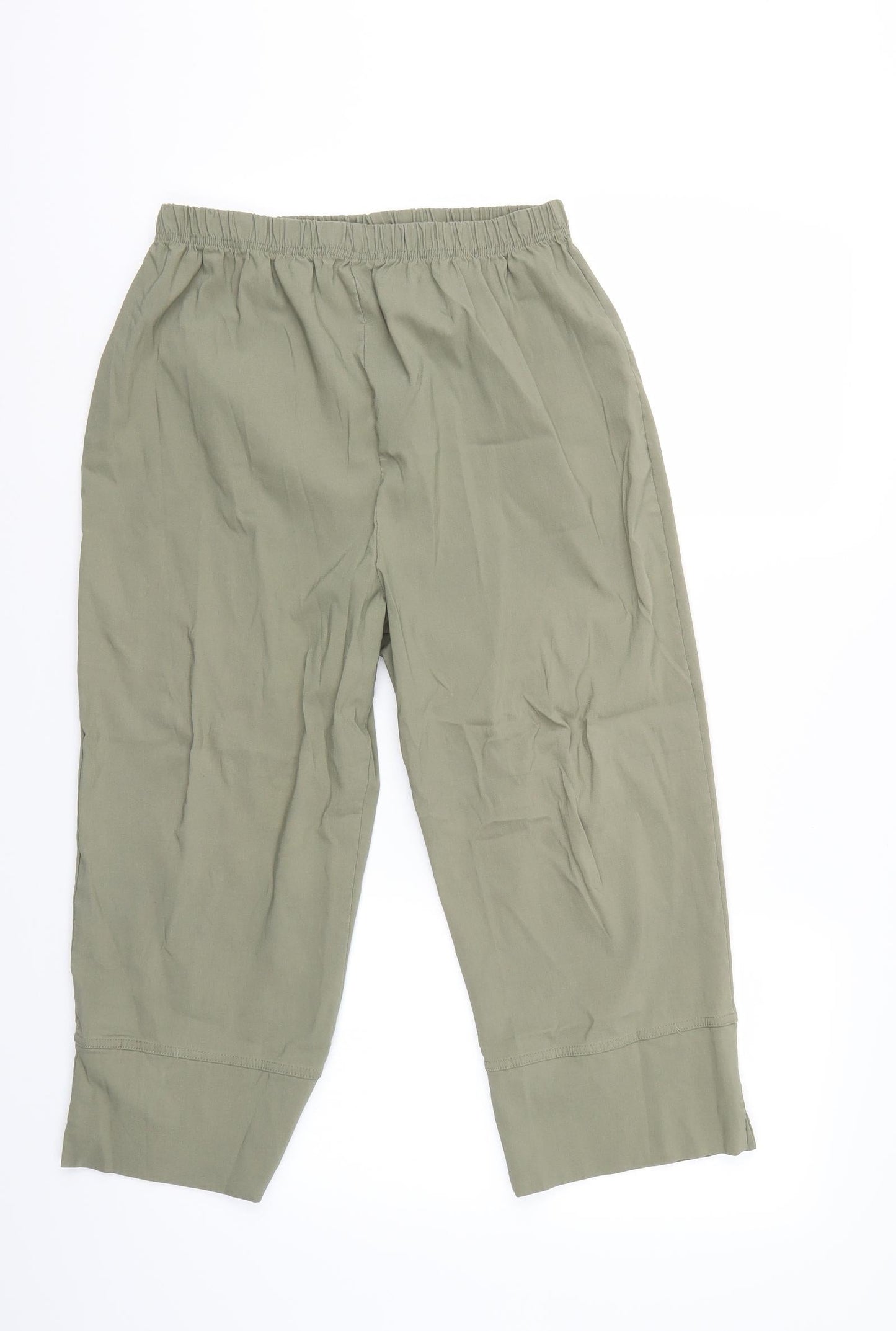 Womens UK Size L Preworn Regular Fit Cropped Green Trousers