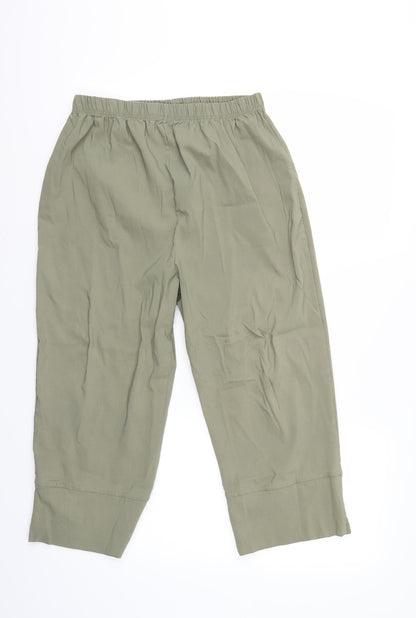 Womens UK Size L Preworn Regular Fit Cropped Green Trousers