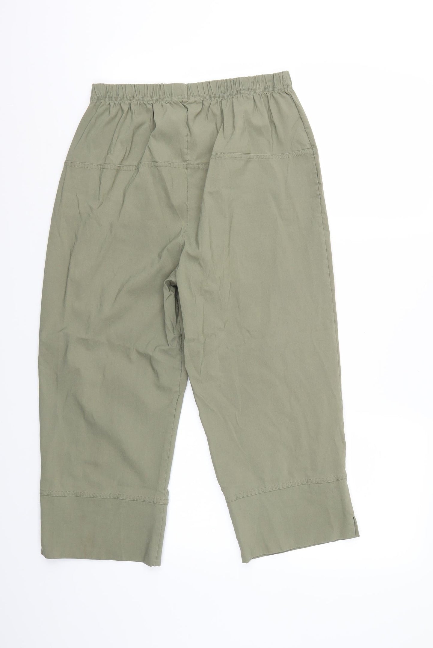Womens UK Size L Preworn Regular Fit Cropped Green Trousers