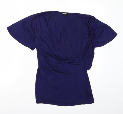 Womens UK Size M Cable & Gauge Blue Basic T-Shirt