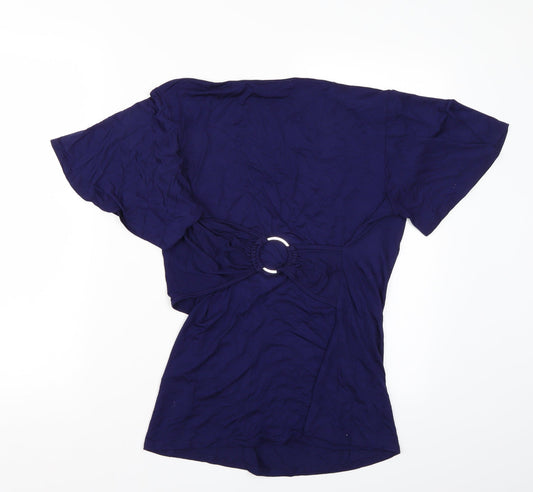 Womens UK Size M Cable & Gauge Blue Basic T-Shirt