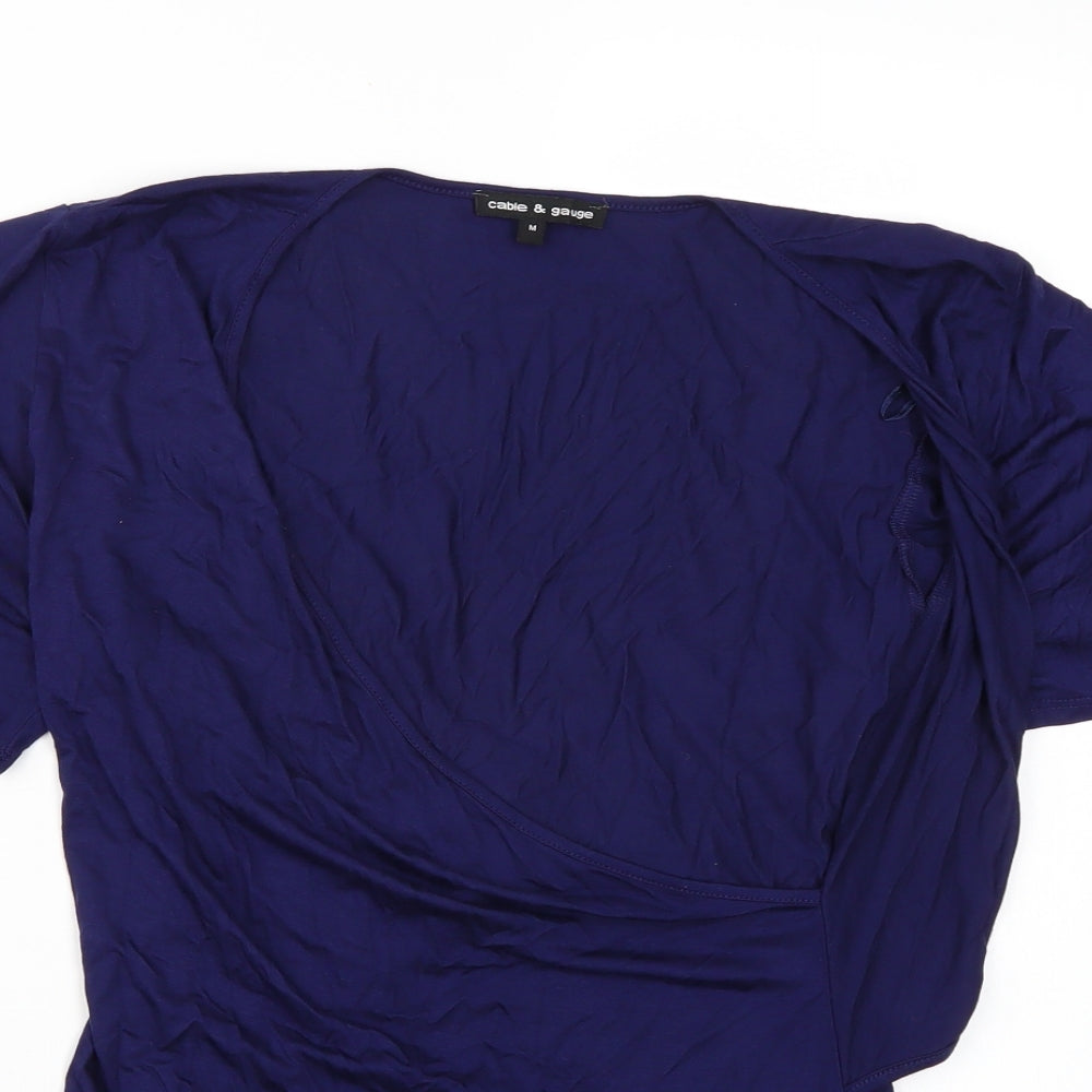 Womens UK Size M Cable & Gauge Blue Basic T-Shirt