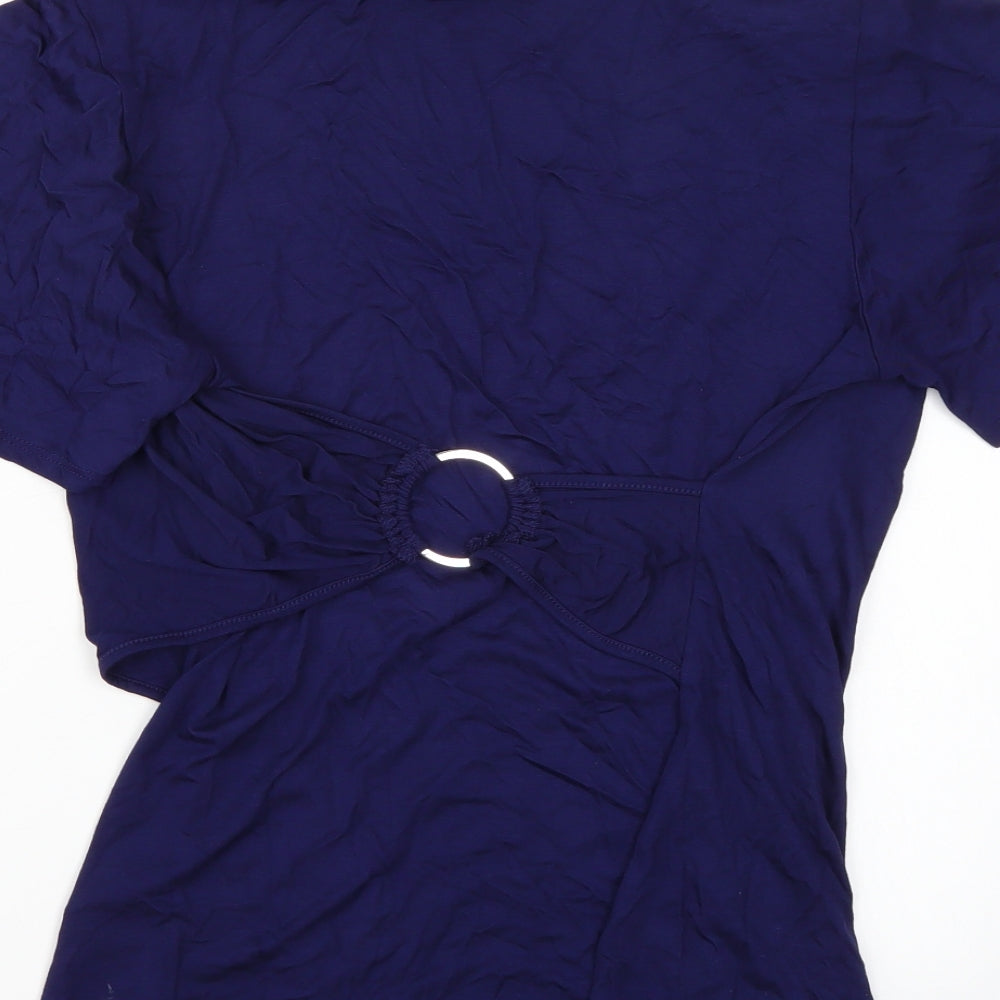 Womens UK Size M Cable & Gauge Blue Basic T-Shirt
