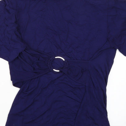 Womens UK Size M Cable & Gauge Blue Basic T-Shirt