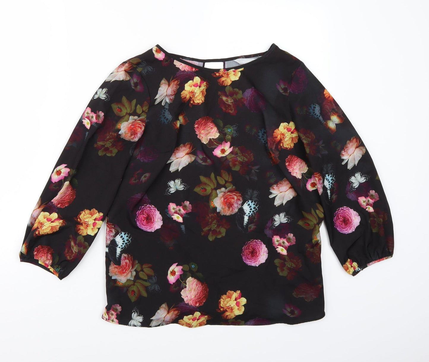 Womens UK Size 10 Red Herring Black Basic Blouse
