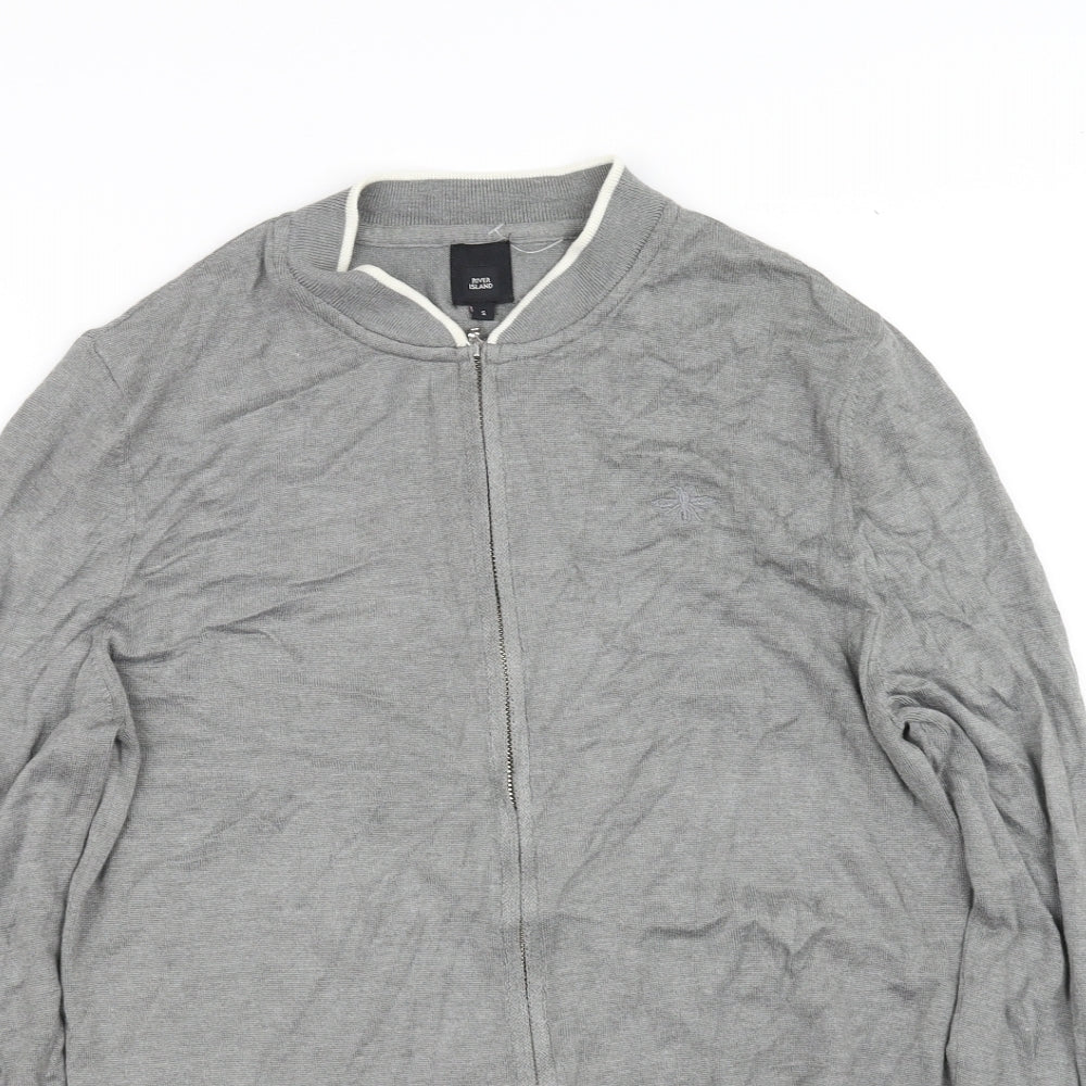 River Island Mens Grey   Cardigan Jumper Size S