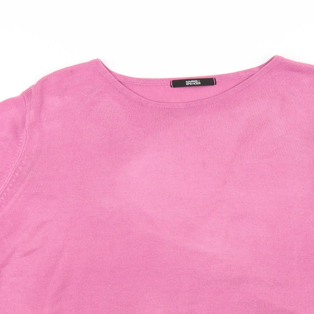 Womens UK Size 14 Marks and Spencer Pink Basic T-Shirt