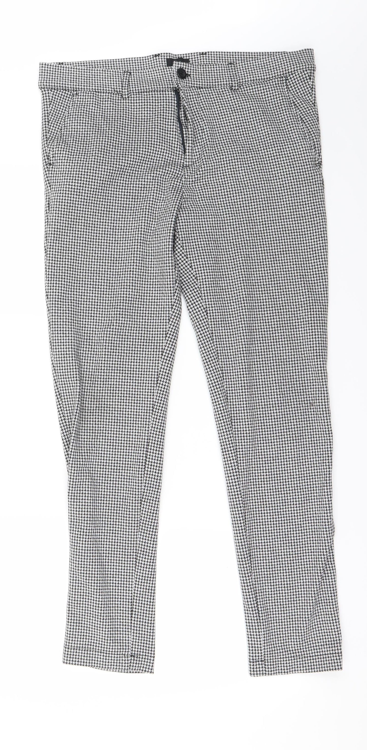 River Island Womens White Check  Trousers  Size 32 in L28 in