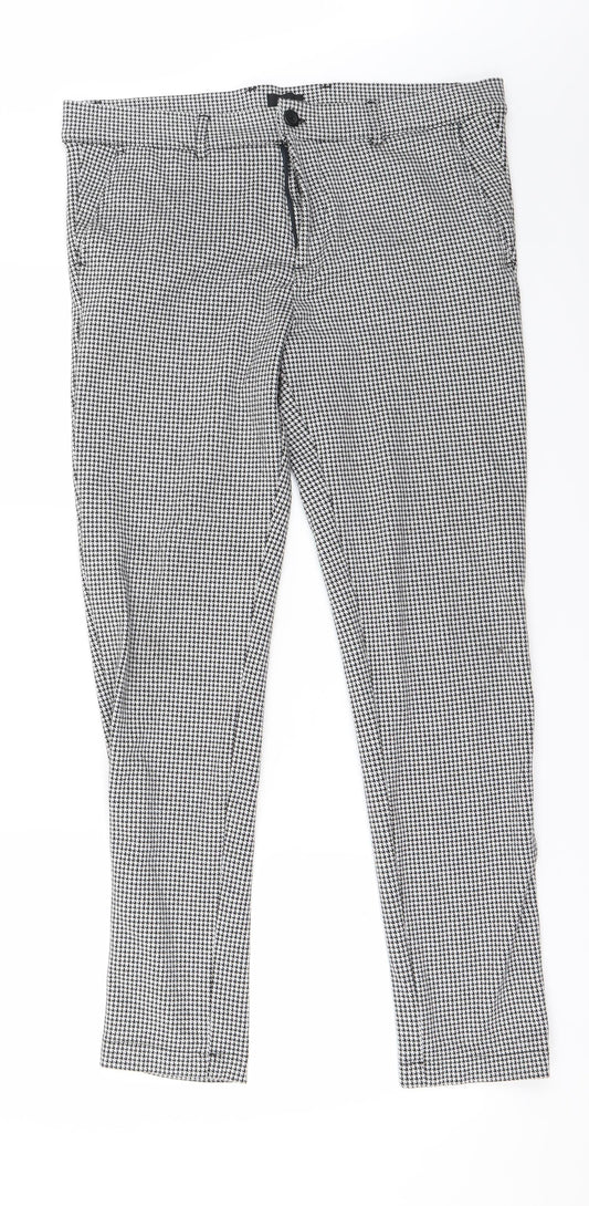 River Island Womens White Check  Trousers  Size 32 in L28 in