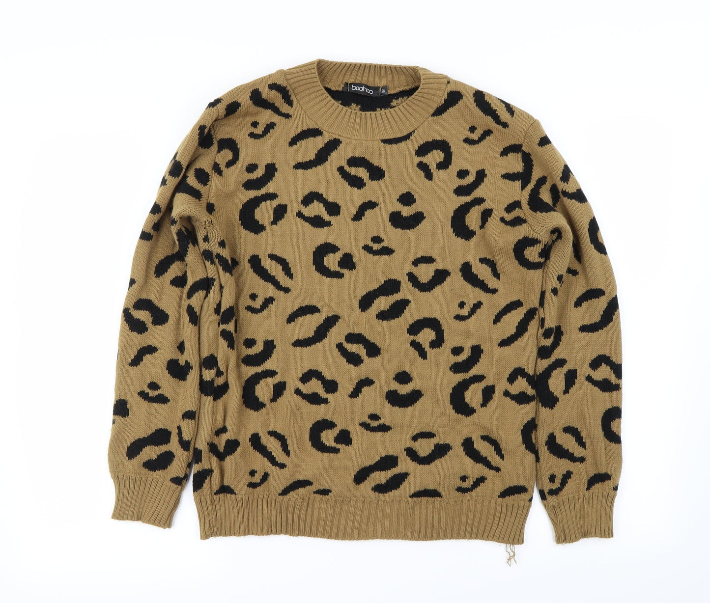 Boohoo Womens Brown Animal Print  Pullover Jumper Size M