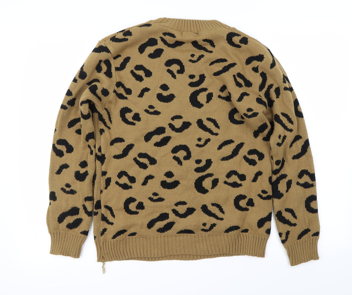 Boohoo Womens Brown Animal Print  Pullover Jumper Size M