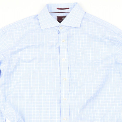 Mens UK Size M Marks and Spencer Blue  Button-Up Long Sleeve Casual Shirt