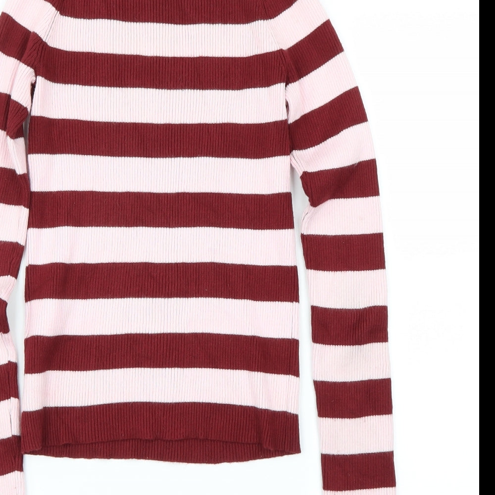 Bikbok  Womens Red Striped  Pullover Jumper Size S