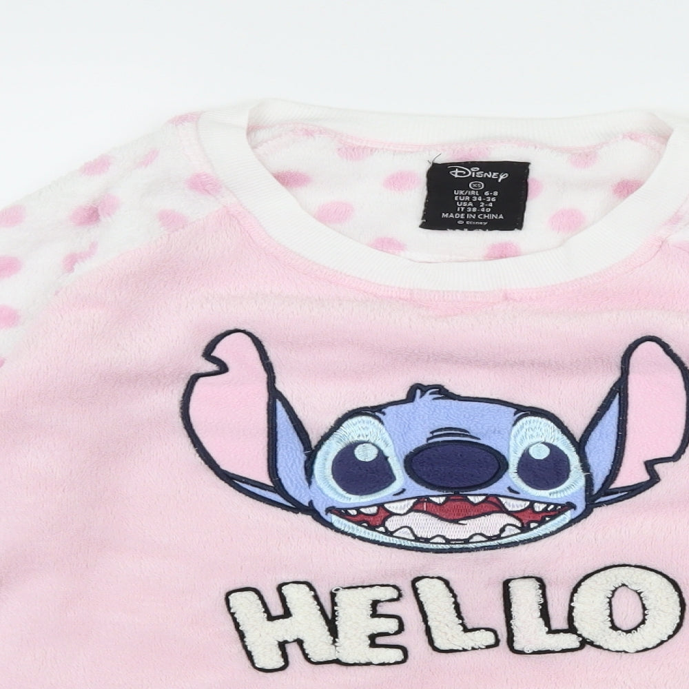 Love To Lounge Womens Pink Polka Dot Microfibre Top Pyjama Top Size 6  - Stitch