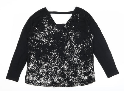 NEXT Womens Black Geometric Knit Pullover Jumper Size 14