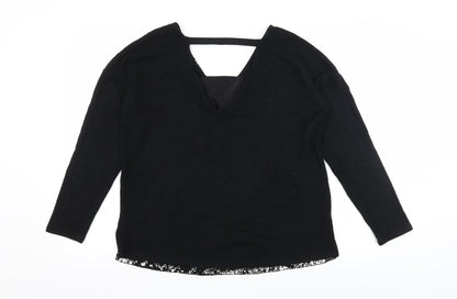 NEXT Womens Black Geometric Knit Pullover Jumper Size 14