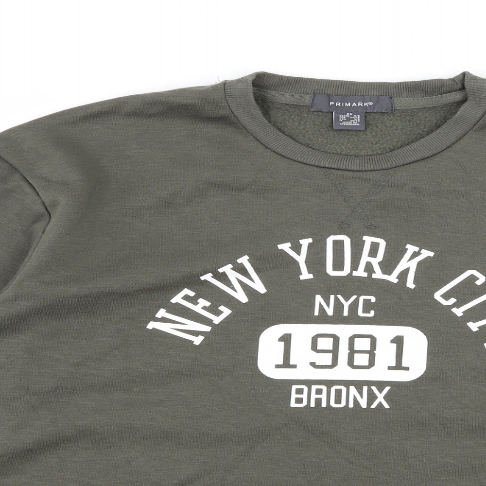 Primark Womens Green  Jersey Pullover Sweatshirt Size 6  - New York