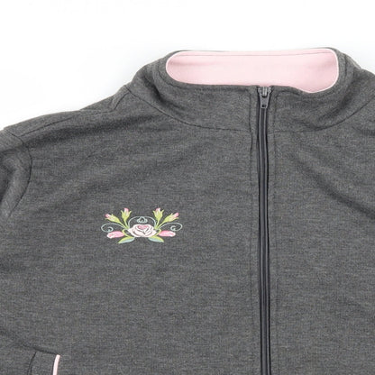 Damart Womens Grey  Jersey Full Zip Sweatshirt Size 10  - Flower