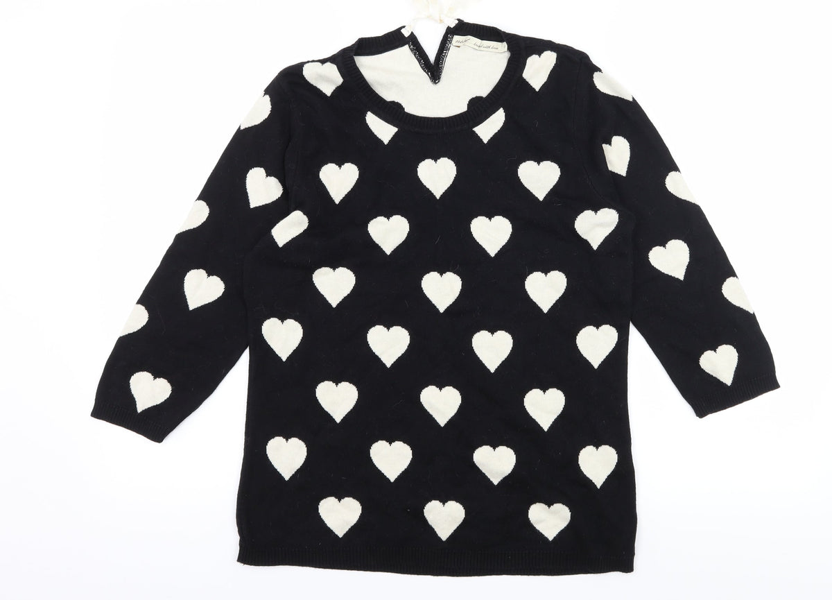 Next Womens Black Geometric Knit Pullover Jumper Size 10