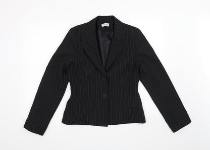 Internacionale Womens Black Striped  Jacket Blazer Size 12