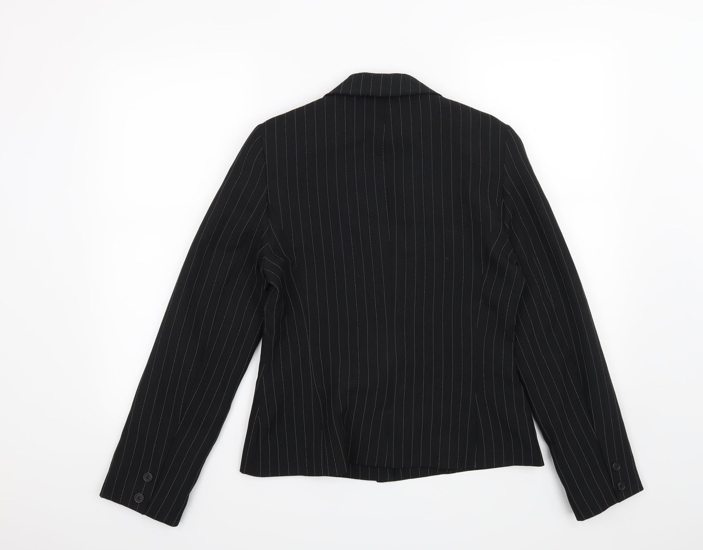 Internacionale Womens Black Striped  Jacket Blazer Size 12