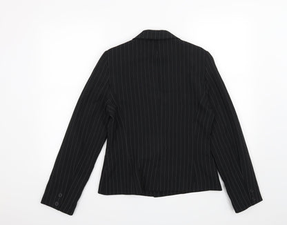 Internacionale Womens Black Striped  Jacket Blazer Size 12