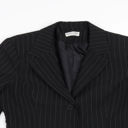 Internacionale Womens Black Striped  Jacket Blazer Size 12