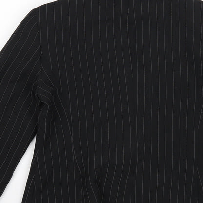 Internacionale Womens Black Striped  Jacket Blazer Size 12