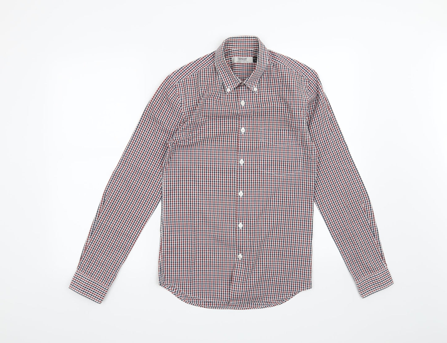 Mens UK Size XS Topman Red  Button-Up Long Sleeve Casual Shirt