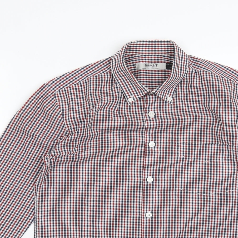 Mens UK Size XS Topman Red  Button-Up Long Sleeve Casual Shirt