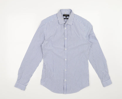 River Island Mens Blue Striped   Button-Up Size XS