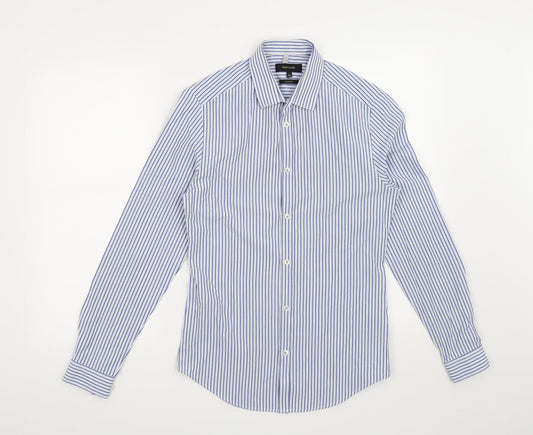 River Island Mens Blue Striped   Button-Up Size XS