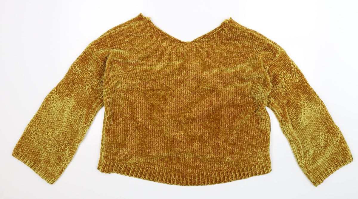 Cameo Rose Womens Yellow Knit Pullover Jumper Size L