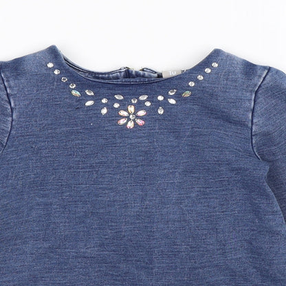TU Girls Blue  Denim Pullover Sweatshirt Size 7 Years