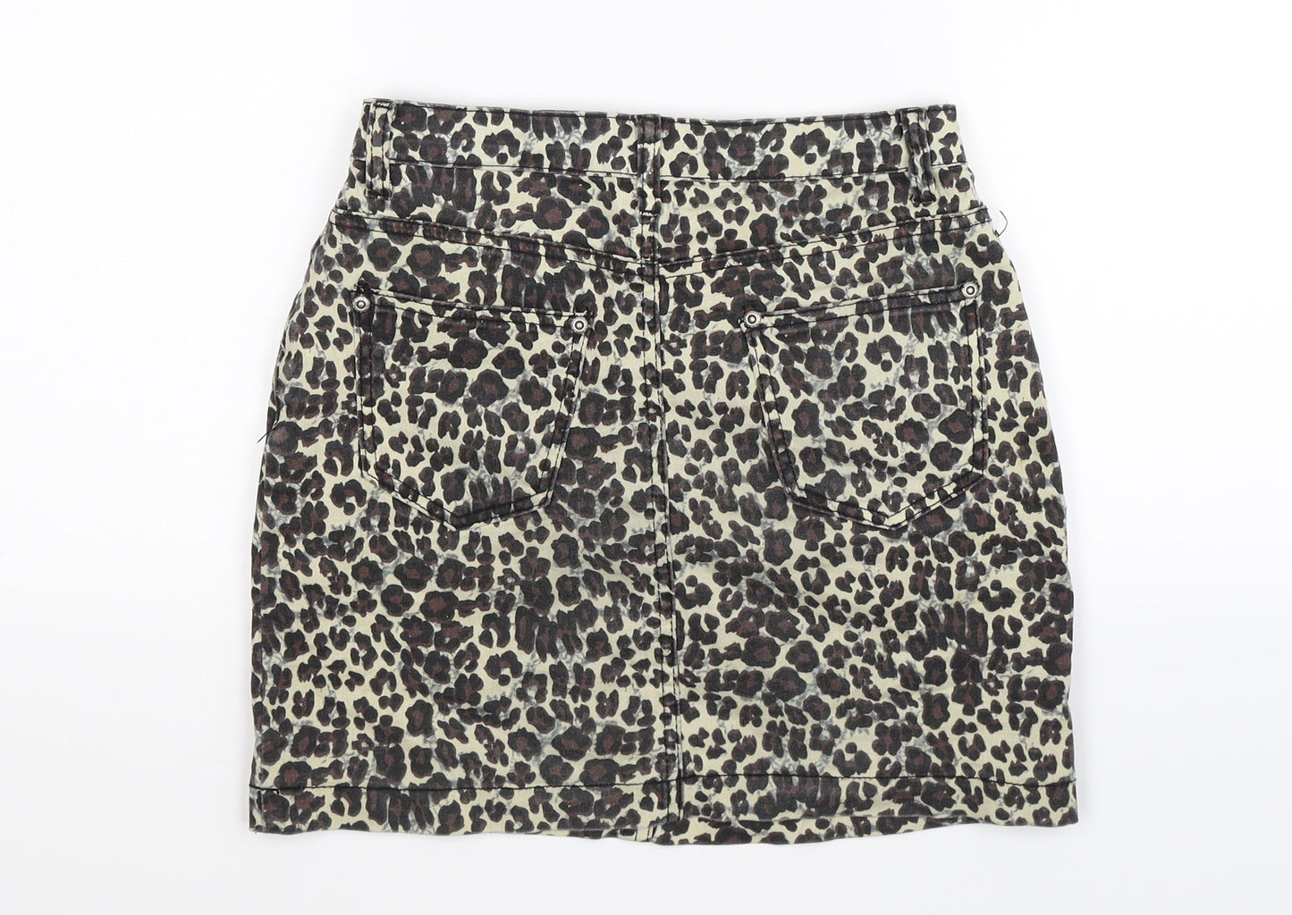 PRETTYLITTLETHING Womens Multicoloured Animal Print Denim Mini Skirt Size 8