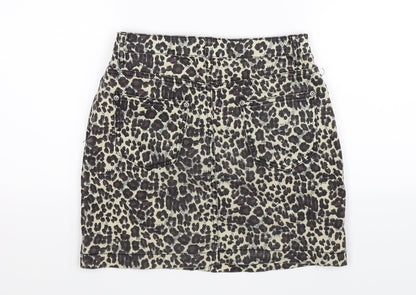 PRETTYLITTLETHING Womens Multicoloured Animal Print Denim Mini Skirt Size 8