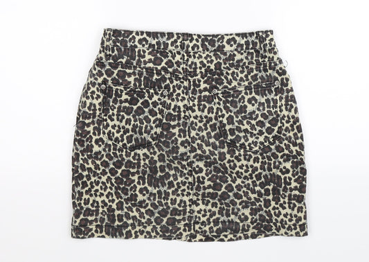 PRETTYLITTLETHING Womens Multicoloured Animal Print Denim Mini Skirt Size 8