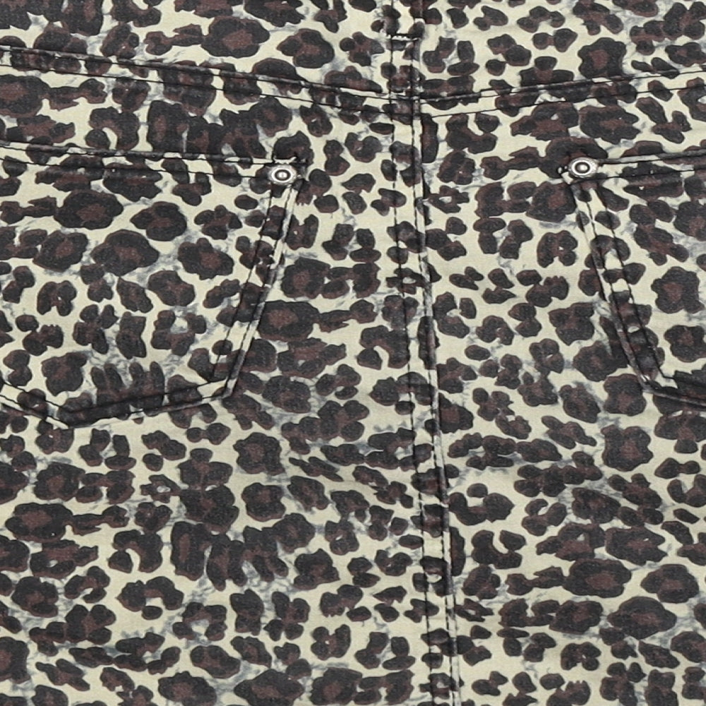 PRETTYLITTLETHING Womens Multicoloured Animal Print Denim Mini Skirt Size 8