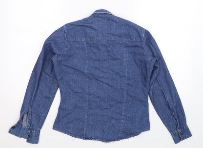 Miss Mix Womens Blue  Denim Basic Button-Up Size S