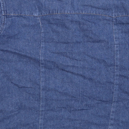 Miss Mix Womens Blue  Denim Basic Button-Up Size S