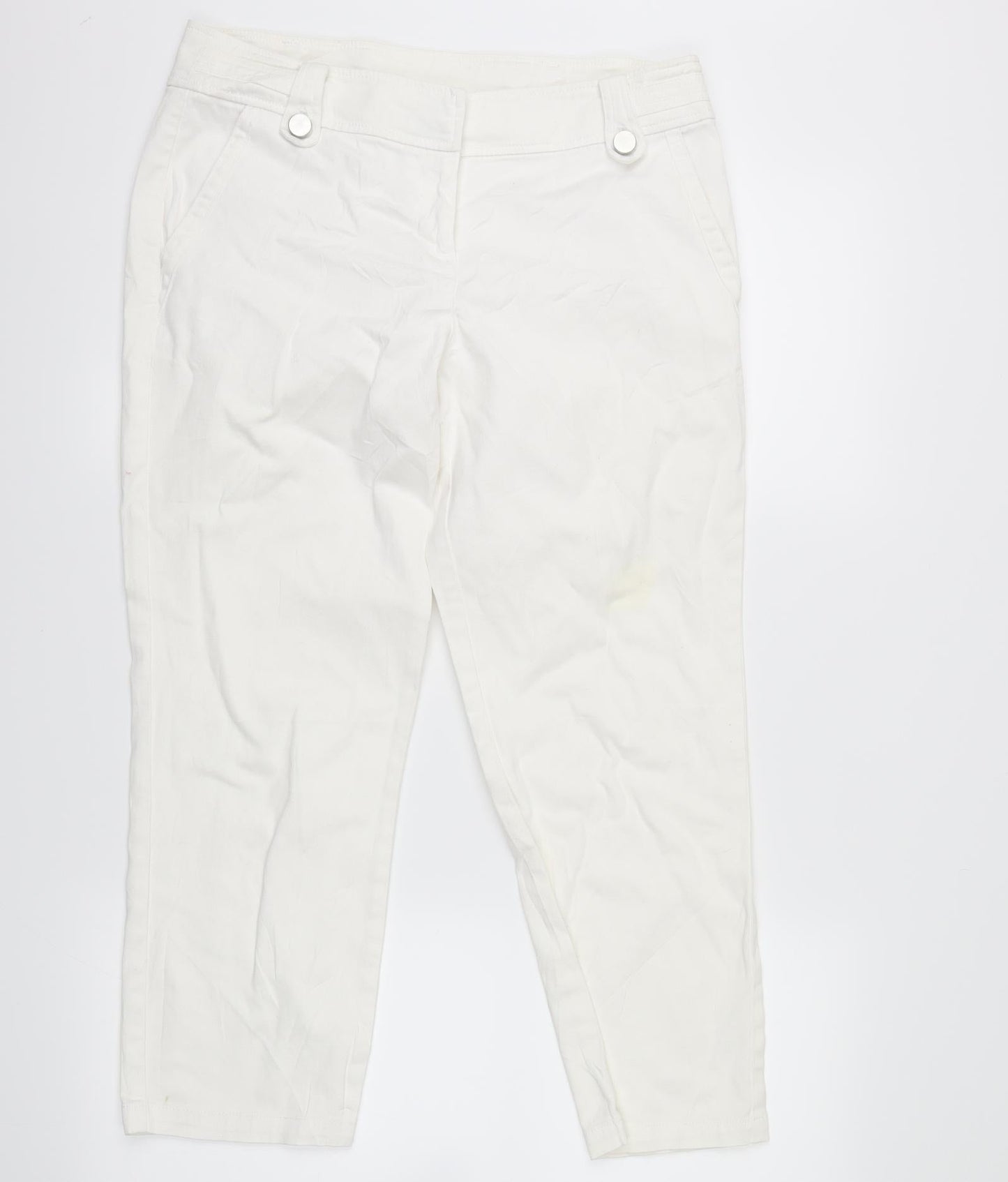 Womens UK Size 10 Wallis Regular Fit Straight White Jeans