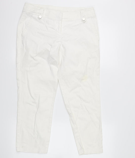 Womens UK Size 10 Wallis Regular Fit Straight White Jeans