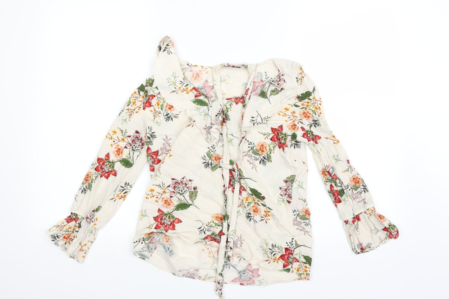 Bershka Womens Beige Floral  Basic Blouse Size 6