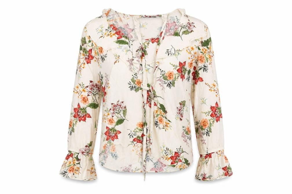 Womens UK Size 6 Bershka Beige Basic Blouse