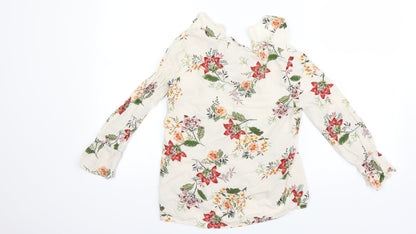 Bershka Womens Beige Floral  Basic Blouse Size 6